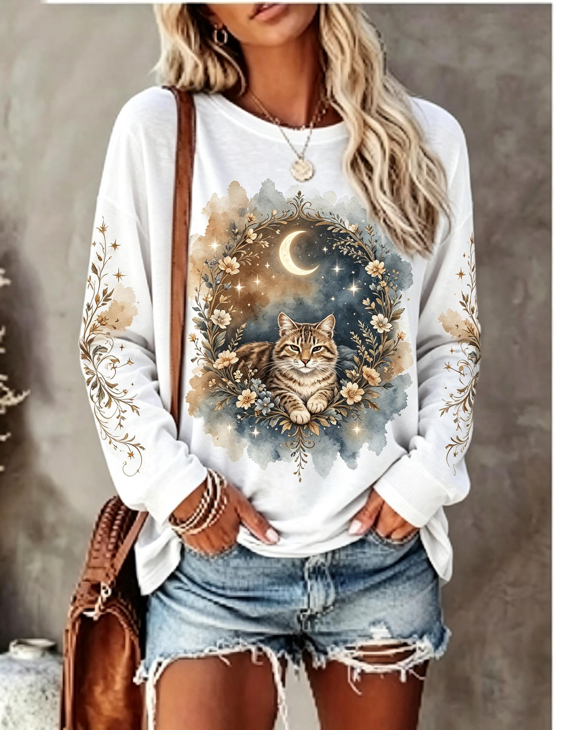 Women Long Sleeve T Shirt Howl - огляд і ціна Winter Clothing For Women