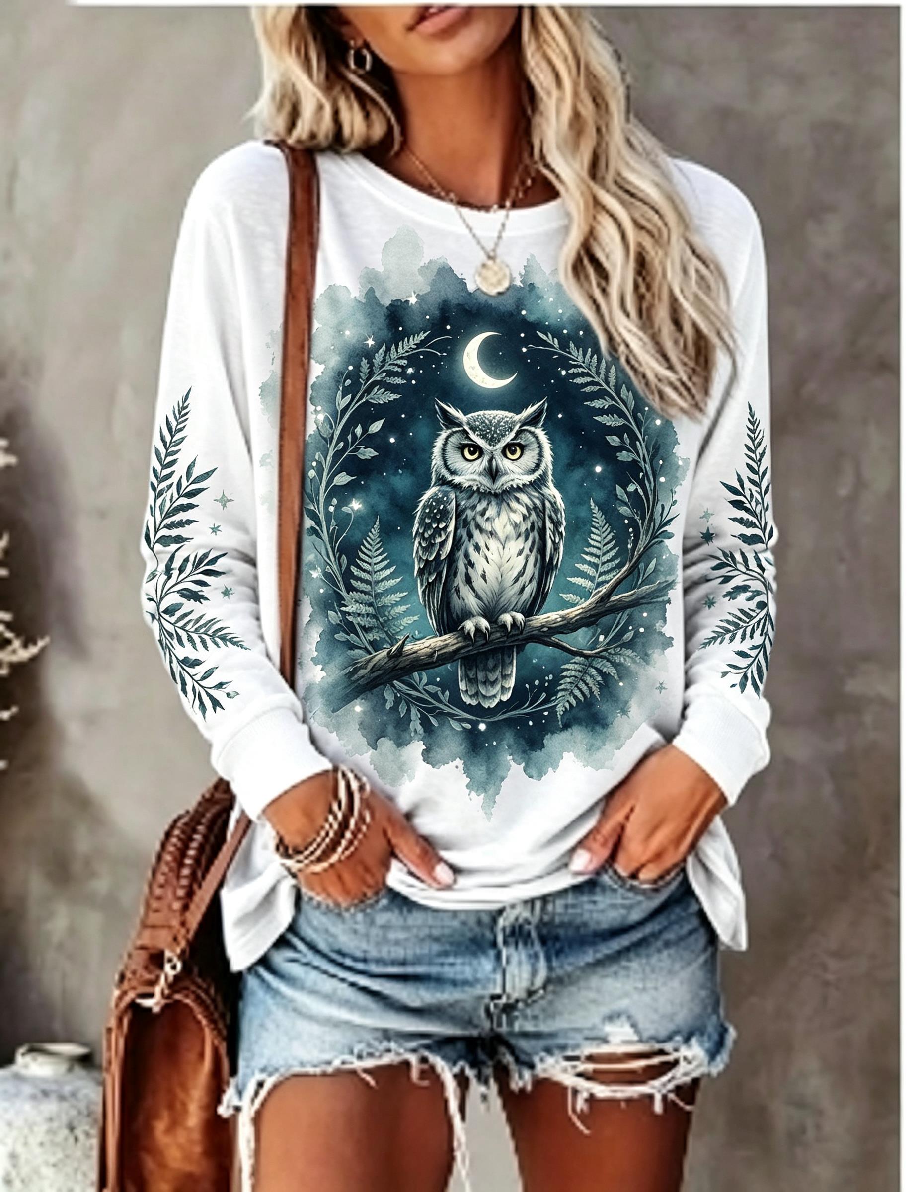 Women Long Sleeve T Shirt Howl - огляд і ціна Winter Clothing For Women